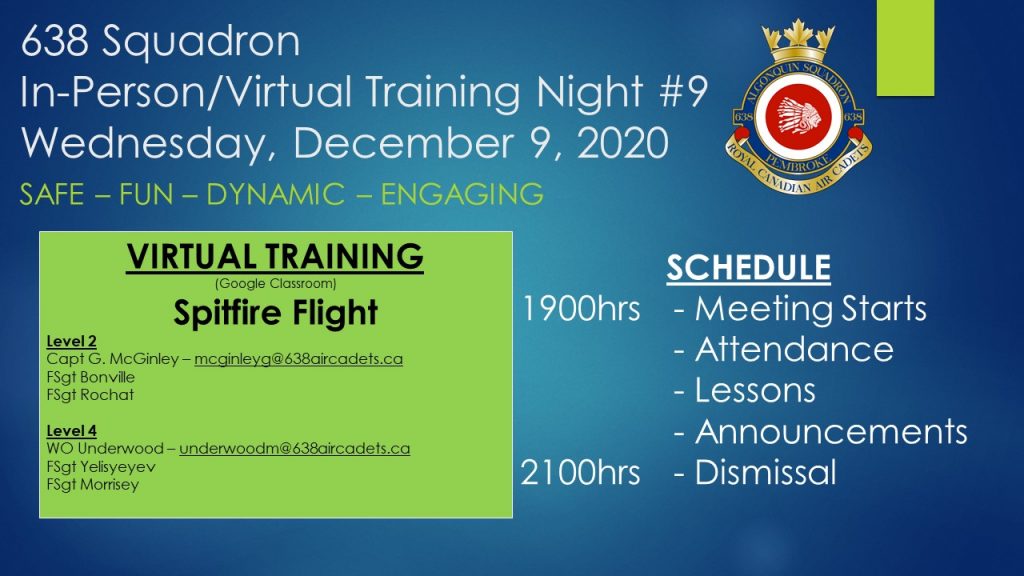Cadets virtual training night #9